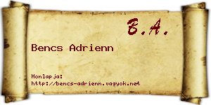 Bencs Adrienn névjegykártya